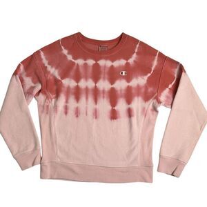 Champion Women Tie Dye Sweatshirt‎ Top Reverse Weave Peachy Pink  Size Medium